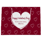 ブルゴーニュ白ハートバレンタインデー ラージペーパーバッグ (正面)