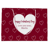 ブルゴーニュ白ハートバレンタインデー ラージペーパーバッグ (裏面)