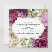 ブルゴーニュ白バラ花エレガントヴィンテージ枠 招待状 (裏面)