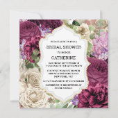 ブルゴーニュ白バラ花エレガントヴィンテージ枠 招待状 (正面)