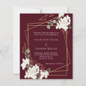 ブルゴーニュ白フローラ幾何学結婚式招待状 (正面)