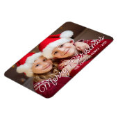 ブルゴーニュ白メリークリスマススクリプト家族の写真 マグネット (左側)