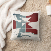 ブルゴーニュ石板オフホワイト曲線幾何学デザイン クッション (ブランケット)