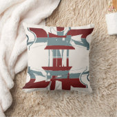 ブルゴーニュ石板ブルーオフホワイトジオメトリアートデザイン クッション (ブランケット)