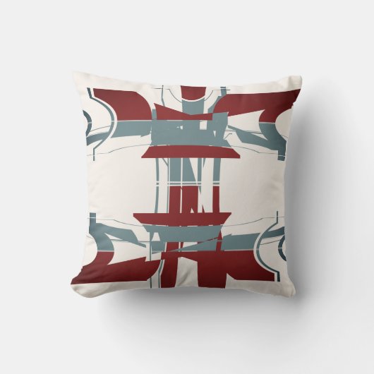 ブルゴーニュ石板ブルーオフホワイトジオメトリアートデザイン クッション (正面)