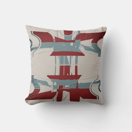 ブルゴーニュ石板ブルーオングレージオメトリックアートデザイン クッション (正面)