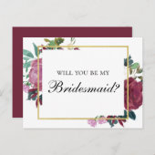 ブルゴーニュ私の花嫁のメイドになってくれないか。マルーンの花 インビテーションポストカード (正面/裏面)
