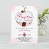 ブルゴーニュ秋の小さなかぼちゃの秋赤ちゃんシャワー 招待状 (スタンド正面)