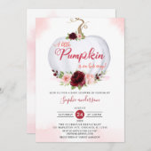 ブルゴーニュ秋の小さなかぼちゃの秋赤ちゃんシャワー 招待状 (正面/裏面)