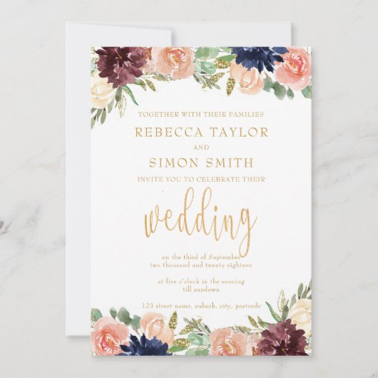 ブルゴーニュ秋の結婚式 招待状 (正面)