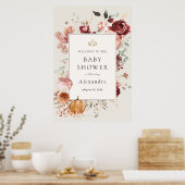 ブルゴーニュ秋の花模様ベビーシャワーウェルカム ポスター (キッチン)