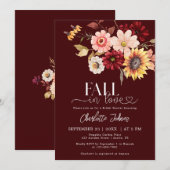 ブルゴーニュ秋インラブサンフラワーズブライダルシャワー 招待状 (正面/裏面)
