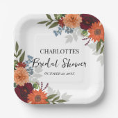 ブルゴーニュ秋ガーデンフローラブライダルシャワー ペーパープレート (正面)