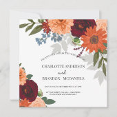 ブルゴーニュ秋ガーデンフローラ結婚式招待状 招待状 (正面)