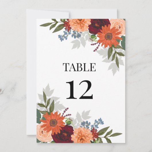 ブルゴーニュ秋ガーデン結婚フローラのテーブル番号 (正面)