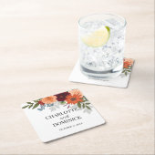 ブルゴーニュ秋ガーデン結婚フローラ スクエアペーパーコースター (インサイチュ)