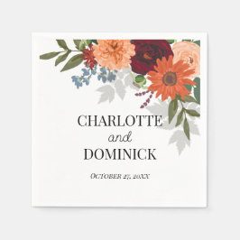 ブルゴーニュ秋ガーデン結婚フローラ スタンダードカクテルナプキン