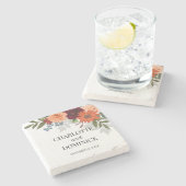 ブルゴーニュ秋ガーデン結婚フローラ ストーンコースター (横)