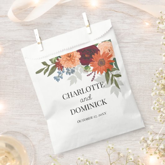 ブルゴーニュ秋ガーデン結婚フローラ フェイバーバッグ (クリップ留めされた状態)