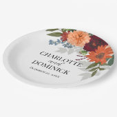 ブルゴーニュ秋ガーデン結婚フローラ ペーパープレート (アングル)