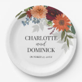 ブルゴーニュ秋ガーデン結婚フローラ ペーパープレート (正面)