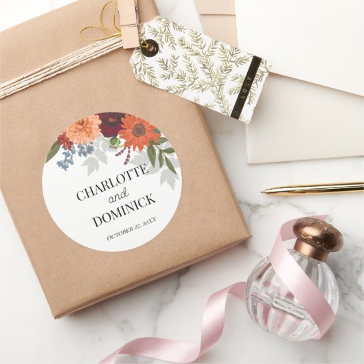 ブルゴーニュ秋ガーデン結婚フローラ ラウンドシール (ギフト)