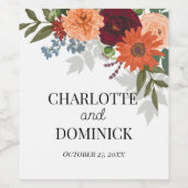 ブルゴーニュ秋ガーデン結婚フローラ ワインラベル (シングルラベル)