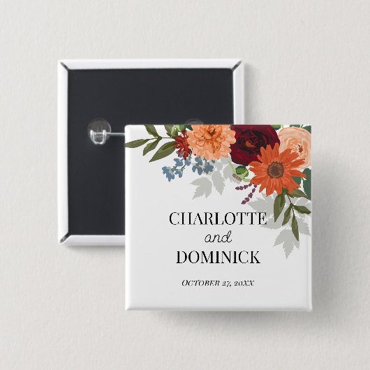 ブルゴーニュ秋ガーデン結婚フローラ 缶バッジ (正面&裏面)