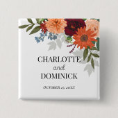 ブルゴーニュ秋ガーデン結婚フローラ 缶バッジ (正面)