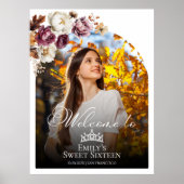 ブルゴーニュ秋スウィート16写真ウェルカムサイン ポスター (正面)