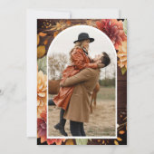 ブルゴーニュ秋ダリアメイソンジャールフォトウッド結婚ズ セーブザデート (裏面)