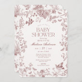 ブルゴーニュ秋トイレデジュイフローラベビーシャワー 招待状 (正面/裏面)