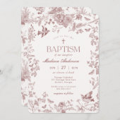 ブルゴーニュ秋トイレデジュイヴィンテージフローラバプテスマ 招待状 (正面/裏面)