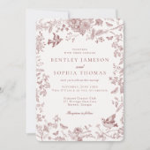 ブルゴーニュ秋トイレデジュイヴィンテージフローラ結婚ズ 招待状 (正面)