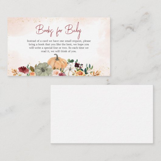 ブルゴーニュ秋フローラカボチャーブックベビー エンクロージャーカード (正面/裏面)