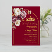 ブルゴーニュ秋フローラスウィート16写真実在 箔招待状 (立ち正面)