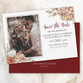 ブルゴーニュ秋フローラ写真ウェディング日付を保存 招待状