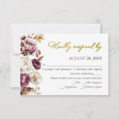 ブルゴーニュ秋フローラ秋キンセアニェラRSVPカード 出欠カード (正面)