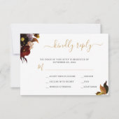 ブルゴーニュ秋フローラ素朴なシックな結婚式RSVPカード 出欠カード (正面)