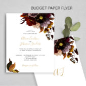 ブルゴーニュ秋フローラ素朴なBUDGET結婚式の招待 チラシ