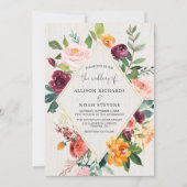 ブルゴーニュ秋フローラ素朴結婚秋 招待状 (正面)