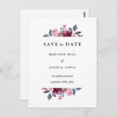 ブルゴーニュ秋フローラ結婚式の日付を保存 ポストカード (正面/裏面)