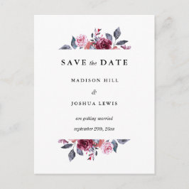 ブルゴーニュ秋フローラ結婚式の日付を保存 ポストカード