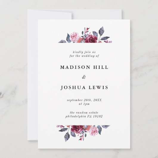 ブルゴーニュ秋フローラ結婚式招待状 招待状 (正面)