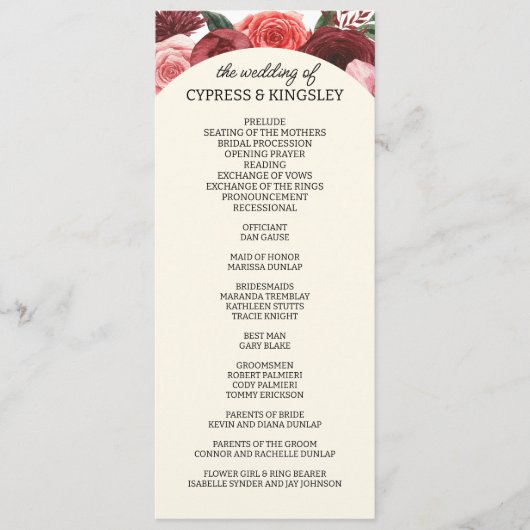 ブルゴーニュ秋フローラ結婚式 プログラム (正面)