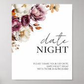 ブルゴーニュ秋ブライダルシャワーデイトナイトジャールサイン ポスター (正面)