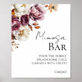 ブルゴーニュ秋ブライダルシャワーミモサバー標識 ポスター (正面)