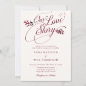 ブルゴーニュ秋ラブストーリーロマンチックでエレガントな結婚式 招待状 (正面)