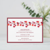 ブルゴーニュ秋秋のリースウェディングレセプションカード エンクロージャーカード (スタンド正面)