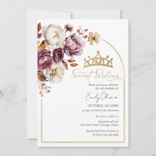 ブルゴーニュ秋秋フローラスウィート16写真 招待状 (正面)